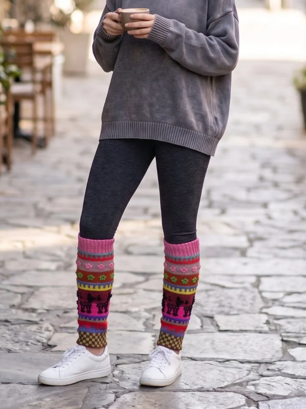 Andean Alpaca Wool Leg Warmers, Hand-knitted, Cusco, Peru